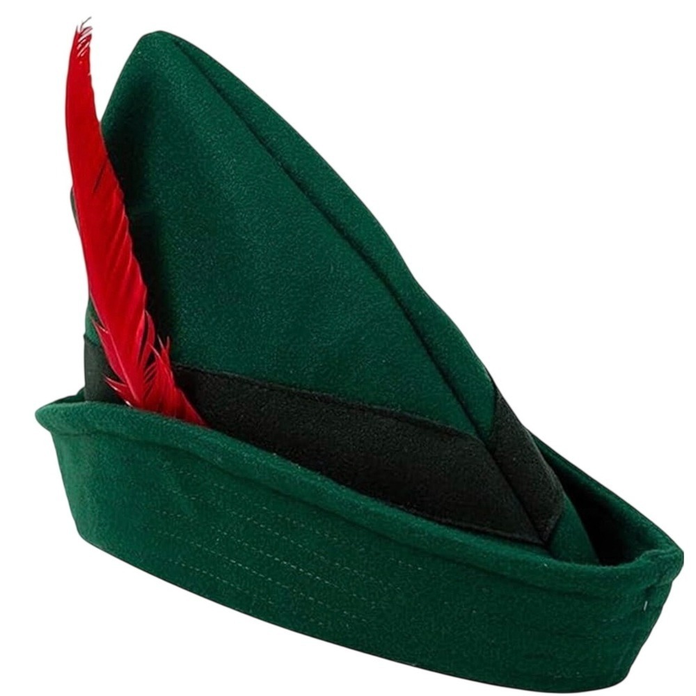 Spooktacular Creations Green Felt Robin Hood Hat Red Feather Peter Pan Costume